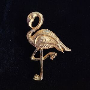 Goldtone Flamingo Brooch